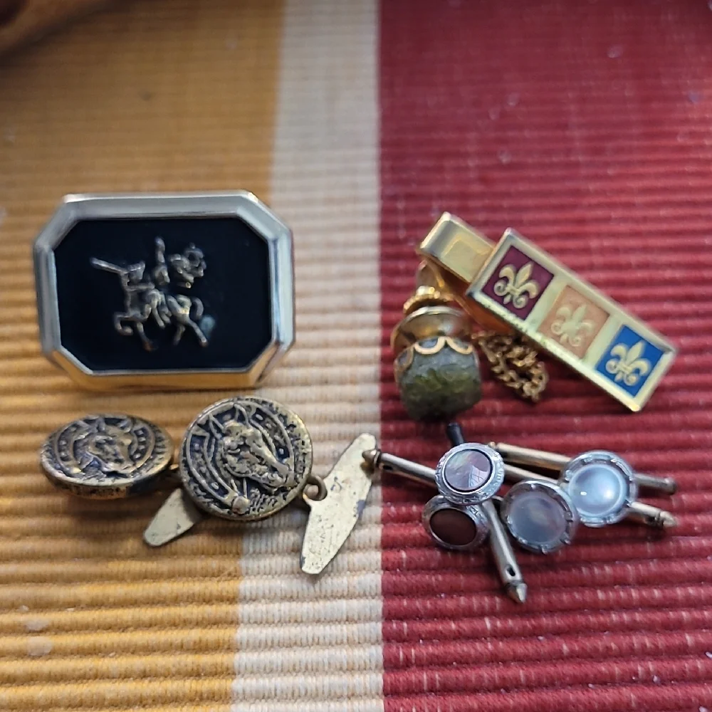Vintage Men's Cufflinks Tie Tacks Lot Rolled Gold Etc